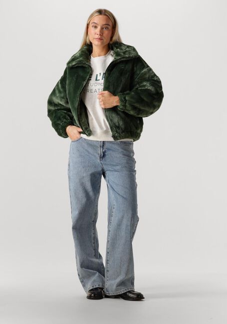 ALIX THE LABEL Manteau en fausse fourrure FAUX FUR COAT Vert foncé - large