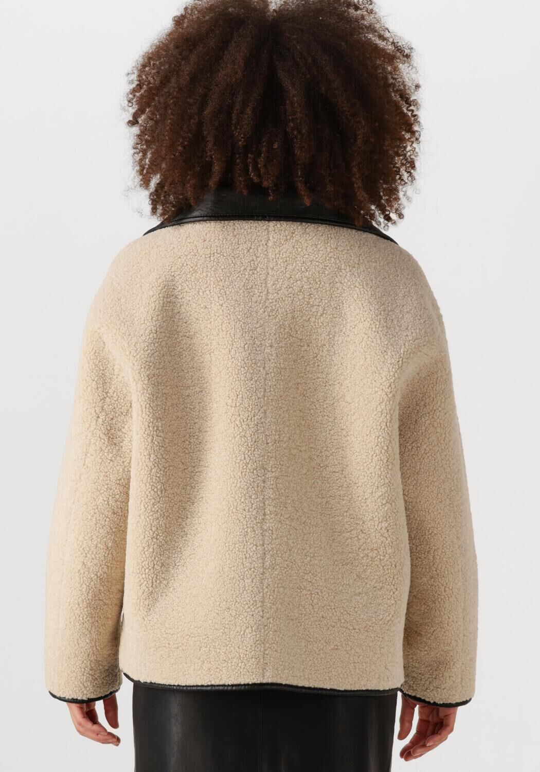 Zwarte KNIT-TED Leren jas COZY - large