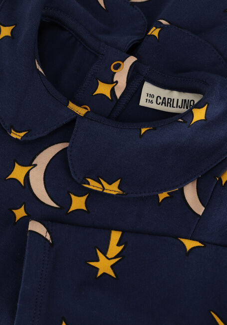 Donkerblauwe CARLIJNQ Midi jurk STARRY NIGHTS -SKATERDRESS WITH COLLAR - large