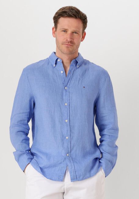 Lichtblauwe TOMMY HILFIGER Casual overhemd PIGMENT DYED LI SOLID RF SHIRT - large