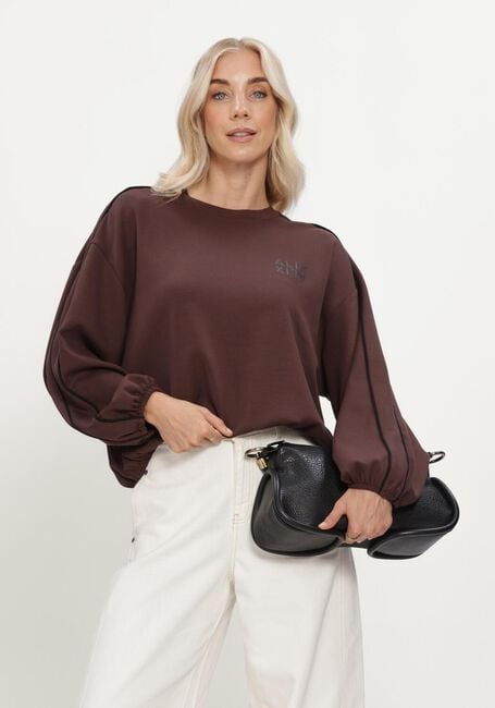 ALIX THE LABEL LADIES KNITTED PIPING SWEATER Pulls & Gilets en marron - large
