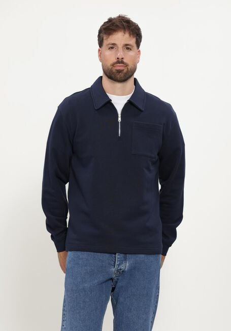 SELECTED MEN Pull SLMSCOTT LS HALF ZIP SWEAT Bleu fonc&eacute; - large
