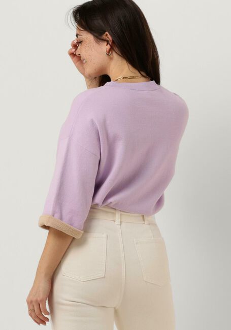 SUMMUM Pull SWEATER 3/4 SLEEVE DOUBLE FACE SUMMER COTTON KNIT en violet - large
