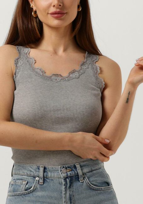 ROSEMUNDE Haut SILK TOP W/ LACE Gris clair - large