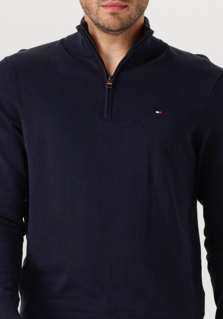 Donkerblauwe TOMMY HILFIGER Trui ESSENTIAL COTTON ZIP MOCK - large