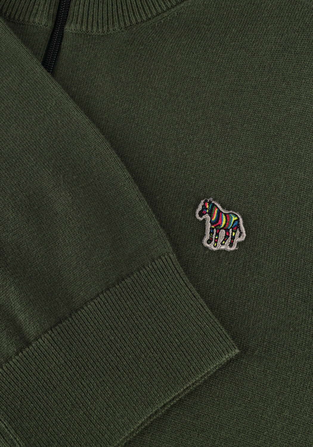 Groene PS PAUL SMITH Trui MENS SWEATER ZIP NECK ZEB BAD - large