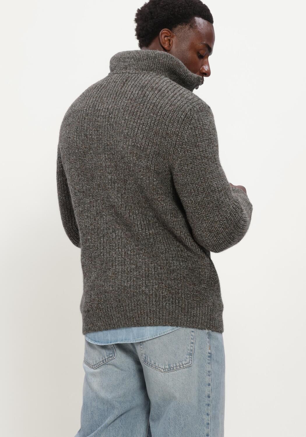 Rode BARBOUR Trui NEW TYNE HALF ZIP KNITTED JUMPER - large