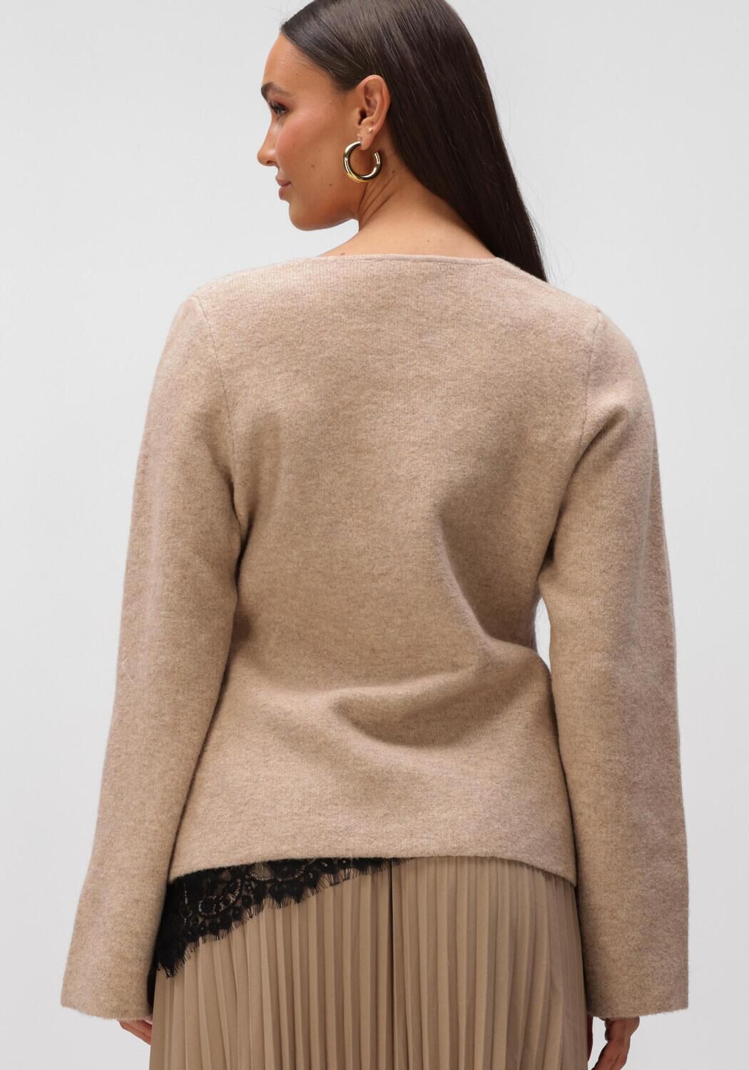 NEO NOIR Pull MARIE LOUISE KNIT CARDIGAN en beige - large