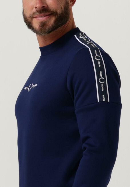 FRED PERRY Chandail TAPE SLEEVE SWEATSHIRT Bleu foncé - large