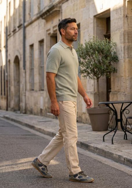 SELECTED MEN SLHCRAN SS KNIT STRUCTURE ZIP  POLO NOOS Polos & T-Shirts en vert - large