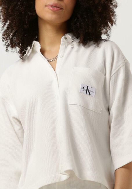 Witte CALVIN KLEIN  WAFFLE LOOSE SHIRT - large
