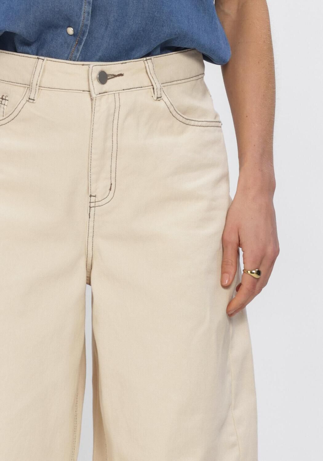 OBJECT OBJMIO ANDREA MW CROPPED TWILL JEANS Jeans en beige - large