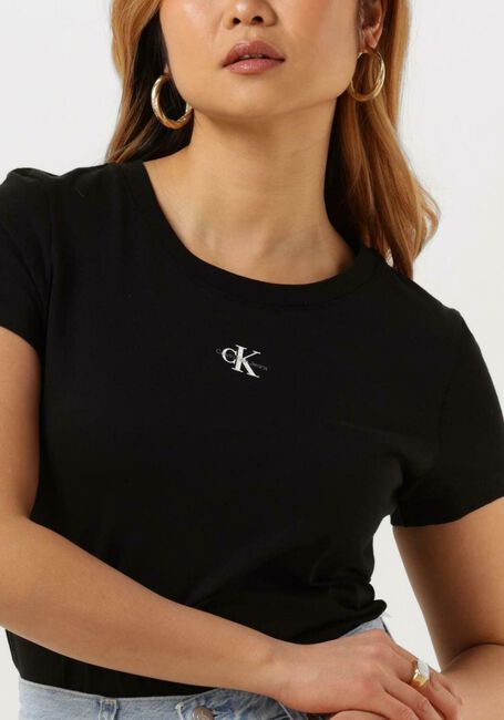 Zwarte CALVIN KLEIN T-shirt MICRO MONOLOGO SLIM FIT TEE - large