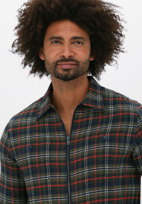 Donkergroene DSTREZZED Overshirt SHIRT JACKET ZIP FLANNEL CHECK - large