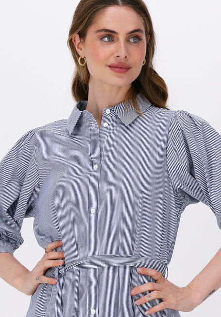 Blauwe MSCH COPENHAGEN Midi jurk VIBEKA 2/4 SHIRT DRESS STP - large