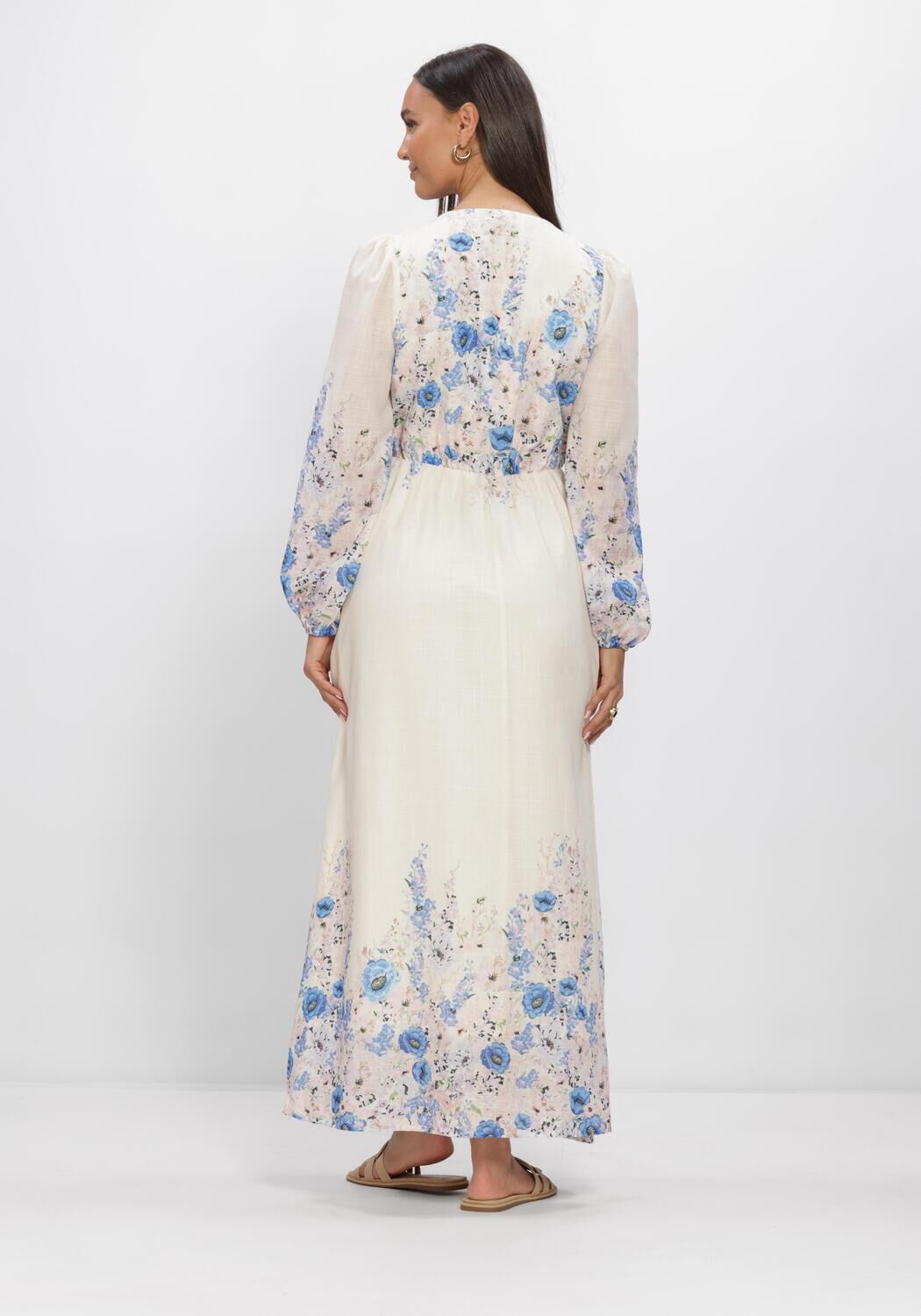 Blauwe NEO NOIR Maxi jurk SILFI FLOWER PRINT DRESS - large