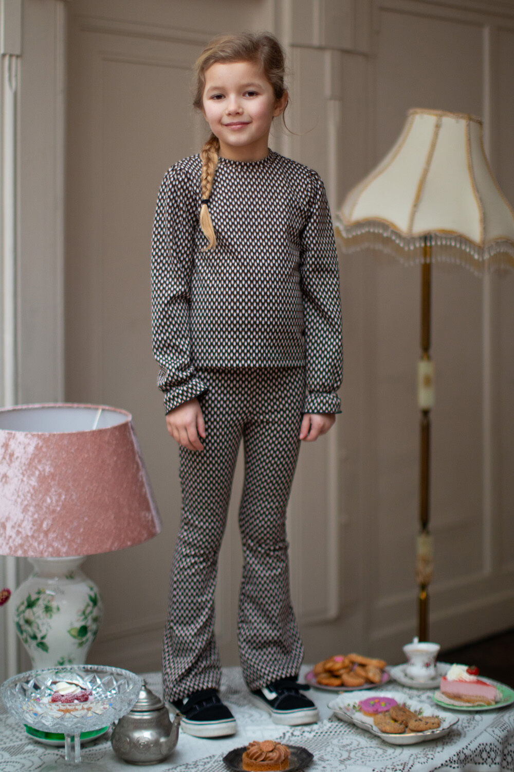 Zwarte MOODSTREET Flared broek PANT BOBBI JACQUARD - large