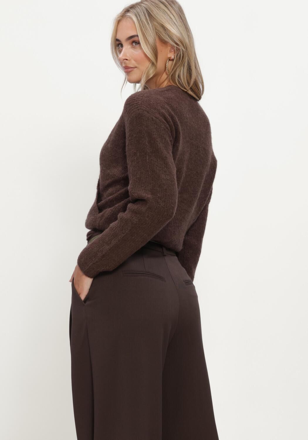 Bruine MSCH COPENHAGEN Trui MSCHBONDIE HOPE V PULLOVER - large