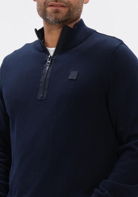 BUTCHER OF BLUE Pull CLIFDEN CO HALF ZIP Bleu fonc&eacute; - large