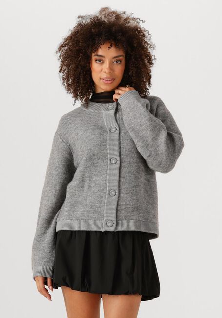 OBJECT Gilet OBJMERLE LS LO KNIT BOMBER en gris - large