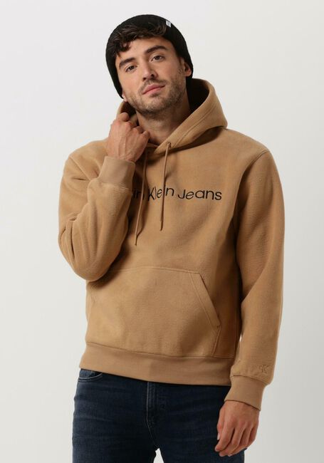 Camel CALVIN KLEIN Sweater HEAVY DOUBLE FACE HOODIE - large