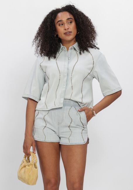 Blauwe DANTE6  ZOFIA EMBELLISHED DENIM SHIRT - large