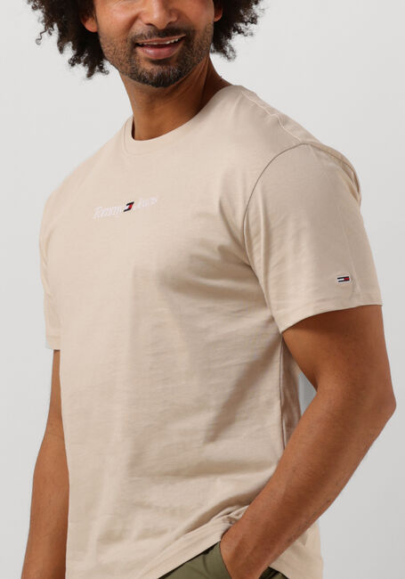 Beige TOMMY JEANS T-shirt TJM CLASSIC LINEAR LOGO TEE - large