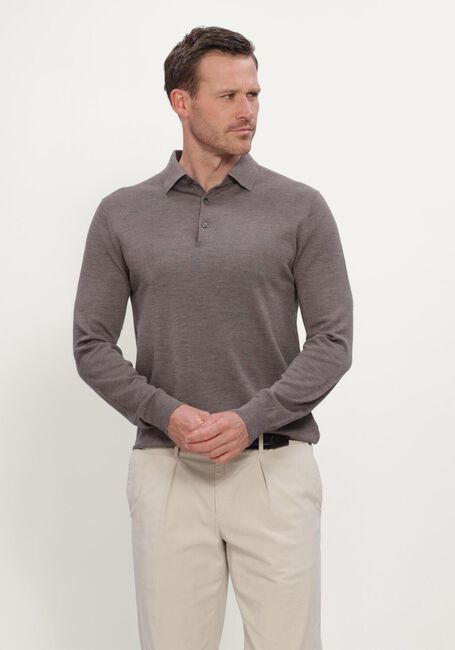 Taupe STEFANO LAURAN Trui POLO BUTTON MERINO - large