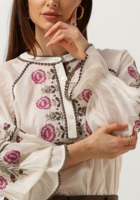 Gebroken wit SUMMUM  TOP FLOWER EMBROIDERY - large