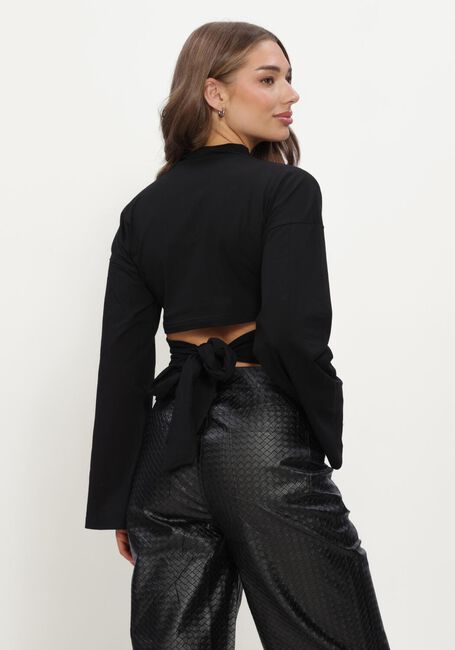 Zwarte REFINED DEPARTMENT Top LADIES KNITTED LONGSLEEVE DETAIL BACK FEATHER - large