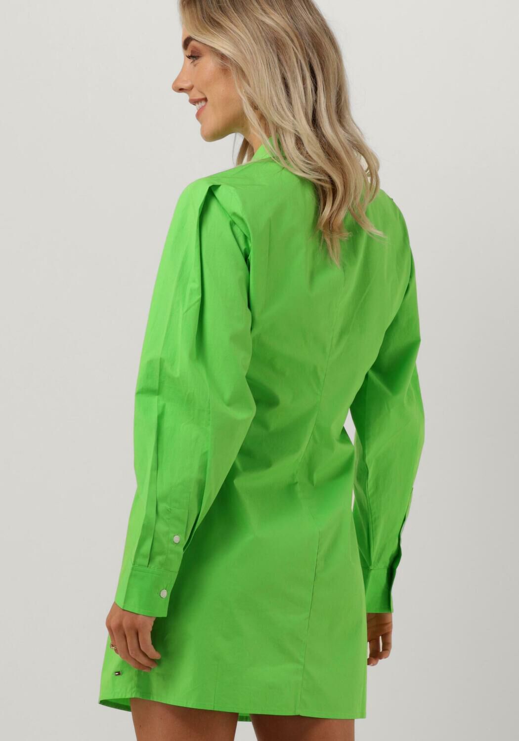 Groene TOMMY HILFIGER Mini jurk ORG CO POPLIN SHORT SHIRT DRESS