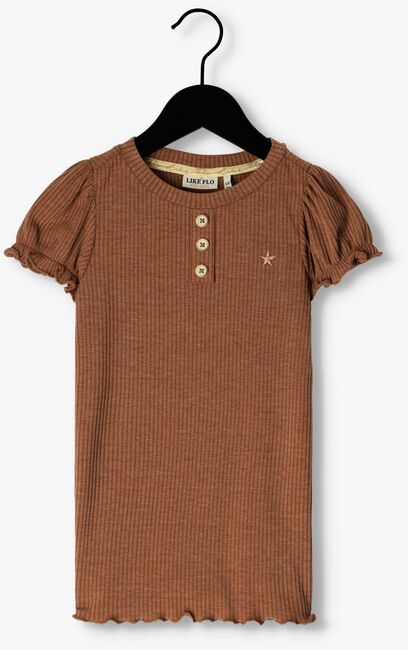 LIKE FLO T-shirt SOLID RIB SS TEE en marron - large
