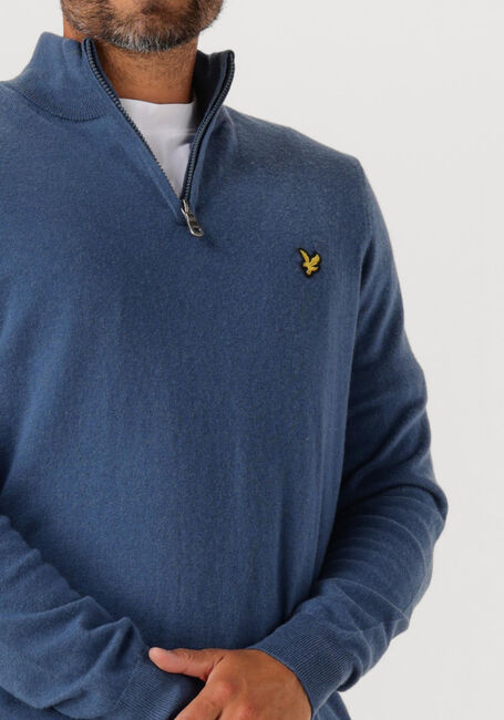 LYLE & SCOTT Pull COTTON MERINO QUARTER ZIP JUMPER en bleu - large