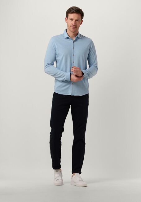 Lichtblauwe CAST IRON Casual overhemd LONG SLEEVE SHIRT CF JERSEY PIQUE TEC - large