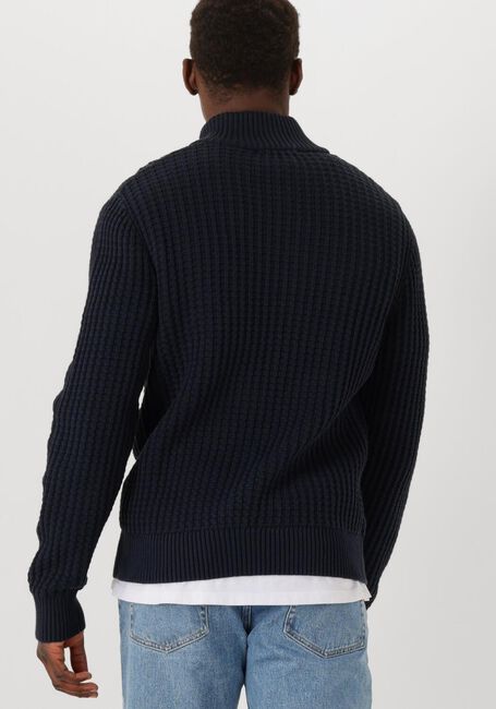 SELECTED MEN Pull SLHTOM LS KNIT STRUCTURE HALF ZIP Bleu foncé - large