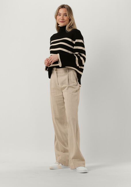 NEO NOIR Col roulé FANNING STRIPE KNIT BLOUSE en noir - large
