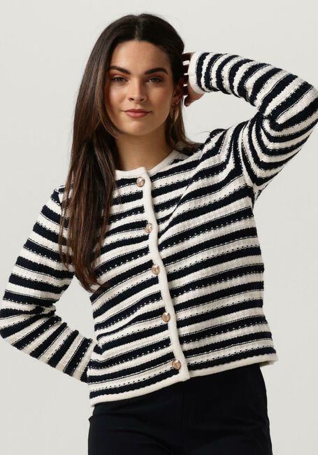 NEO NOIR Gilet LIMONE STRIPE KNIT JACKET Bleu foncé - large