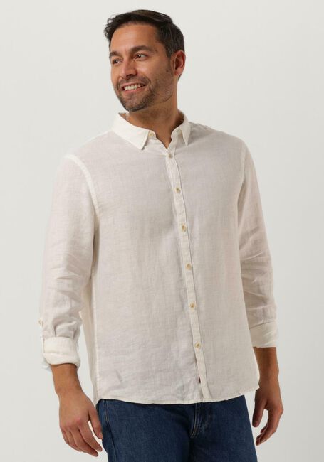 Witte SCOTCH & SODA Casual overhemd REGULAR-FIT LINEN SHIRT WITH SLEEVE ROLL-UP - large