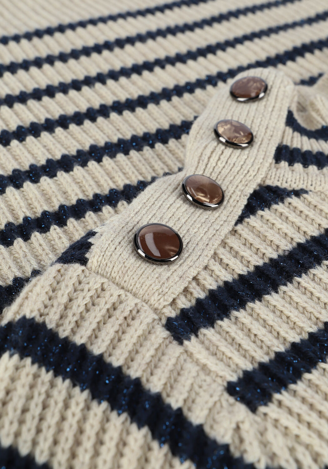 Beige MOS MOSH Trui LINN STRIPE KNITT - large