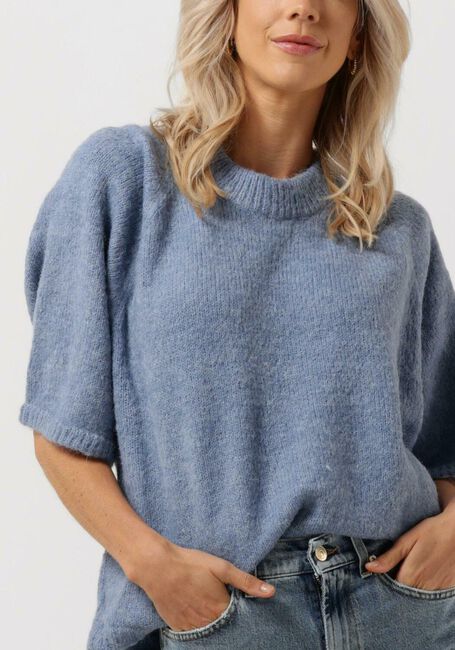 CO'COUTURE Pull MOTO SHORTIE KNIT Bleu clair - large