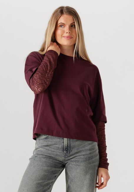 Bordeaux CATWALK JUNKIE T-shirt LOOSE FIT TSHIRT WITH LACE SLEEVES - large