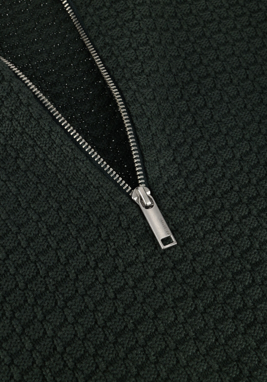 Donkergroene SELECTED MEN Trui SLHTHIM LS KNIT STRUCTURE HALF ZIP - large