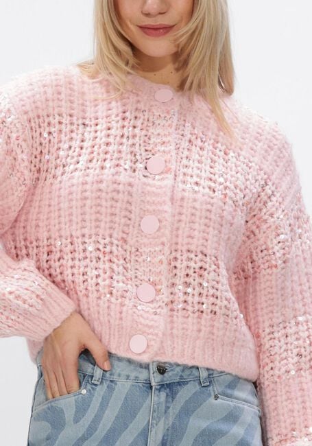 DANTE6 Gilet JUNA STRIPE CARDIGAN Rose clair - large