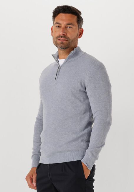 Grijze PROFUOMO Trui PULLOVER HALF ZIP TWINKLE SLUB - large