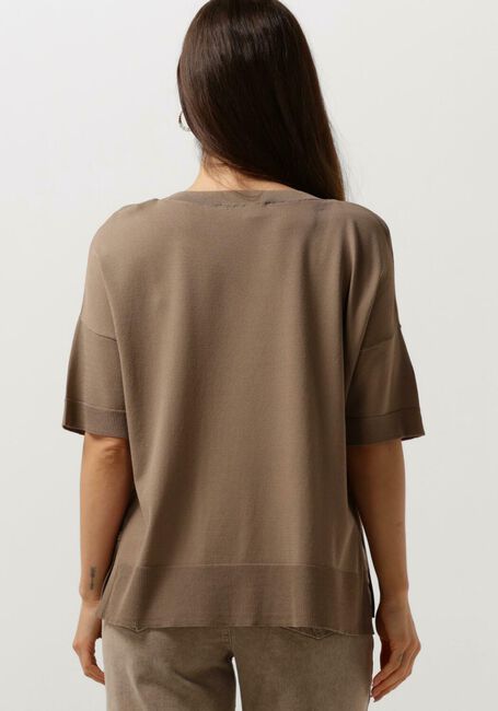 Bruine SELECTED FEMME T-shirt SLFWILLE SS KNIT O-NECK - large