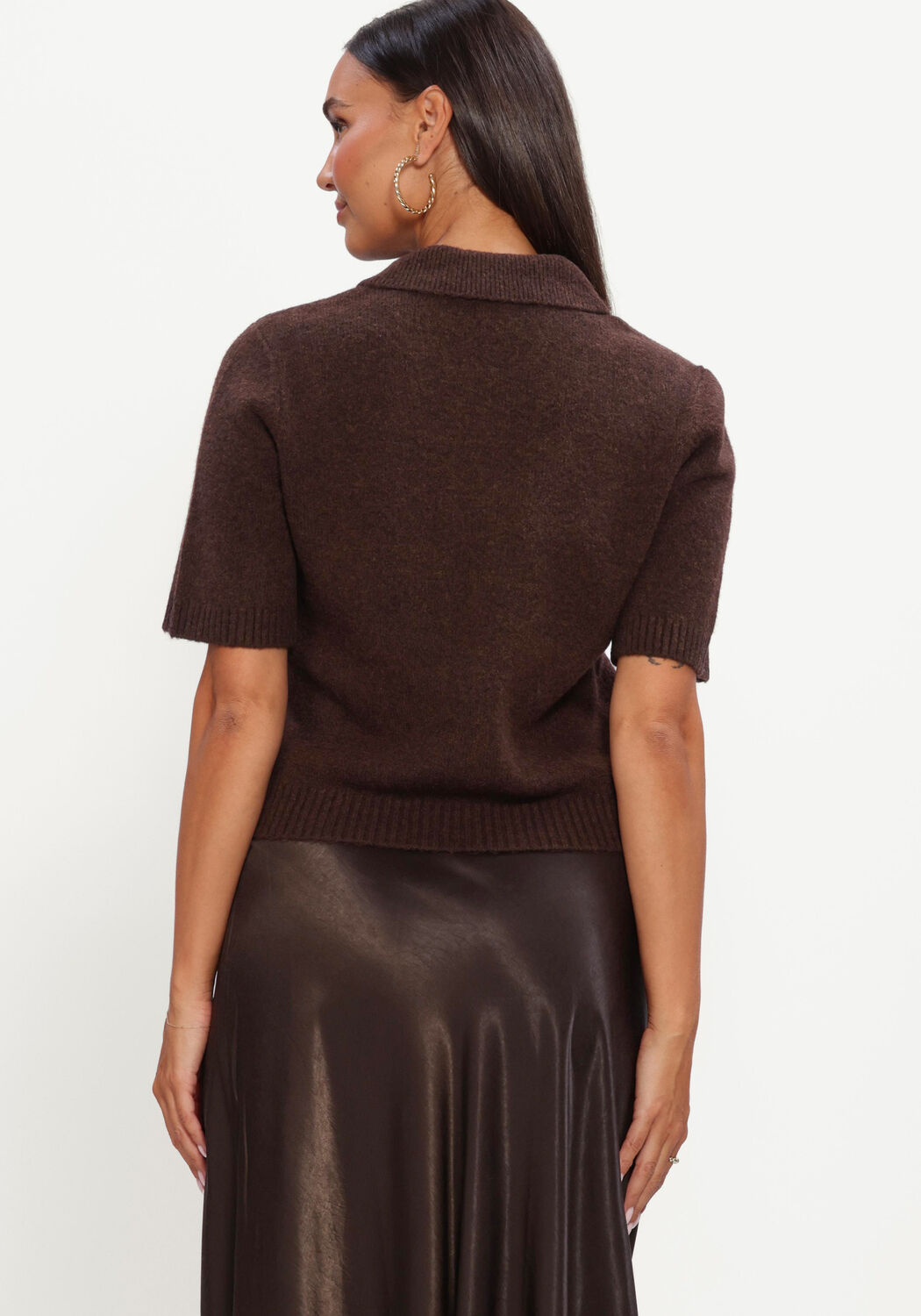Bruine Y.A.S. Trui YASFRILO SS KNIT CARDIGAN - large