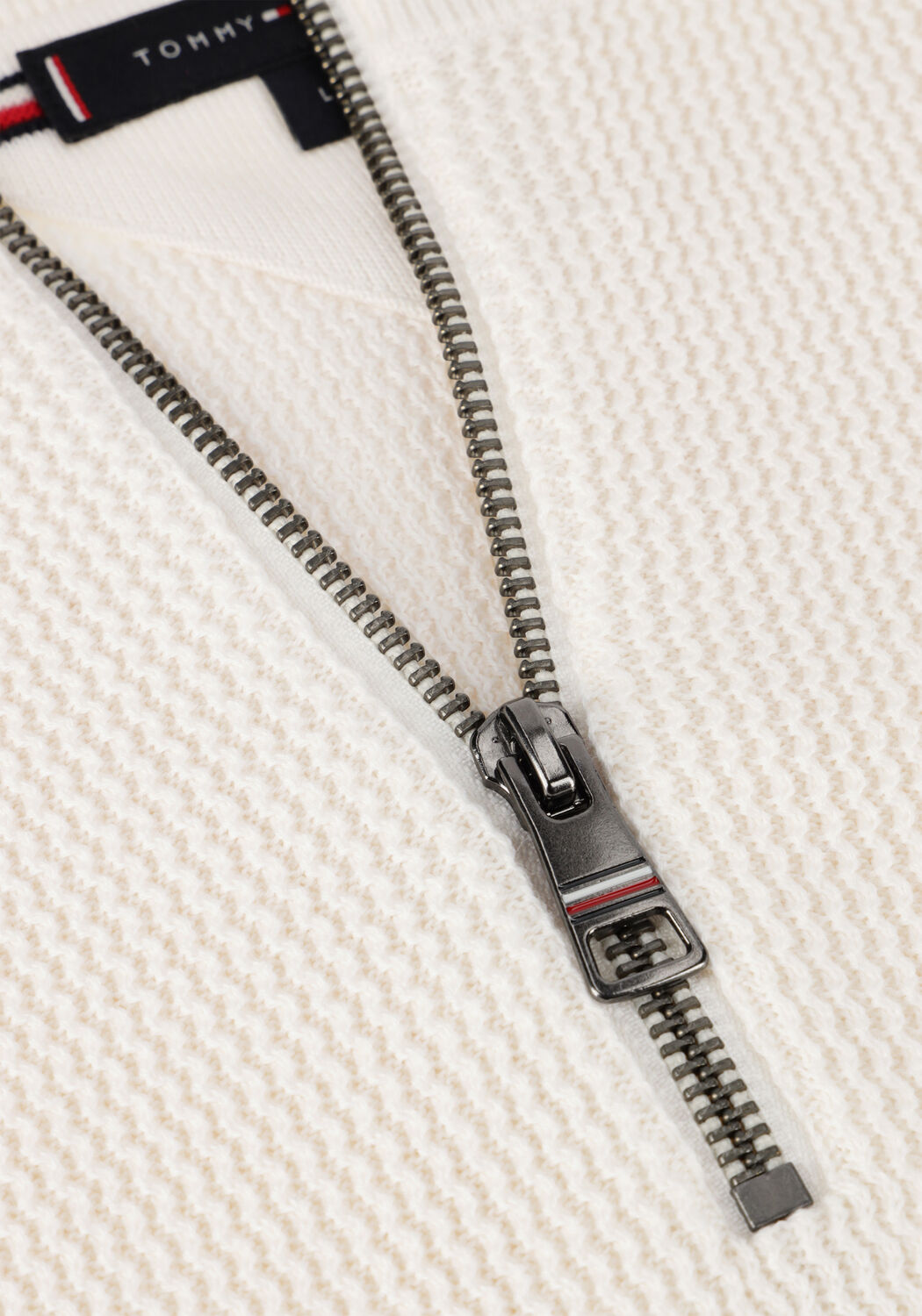 TOMMY HILFIGER Pull RACKING STRUCTURE ZIP MOCK Cr&egrave;me - large
