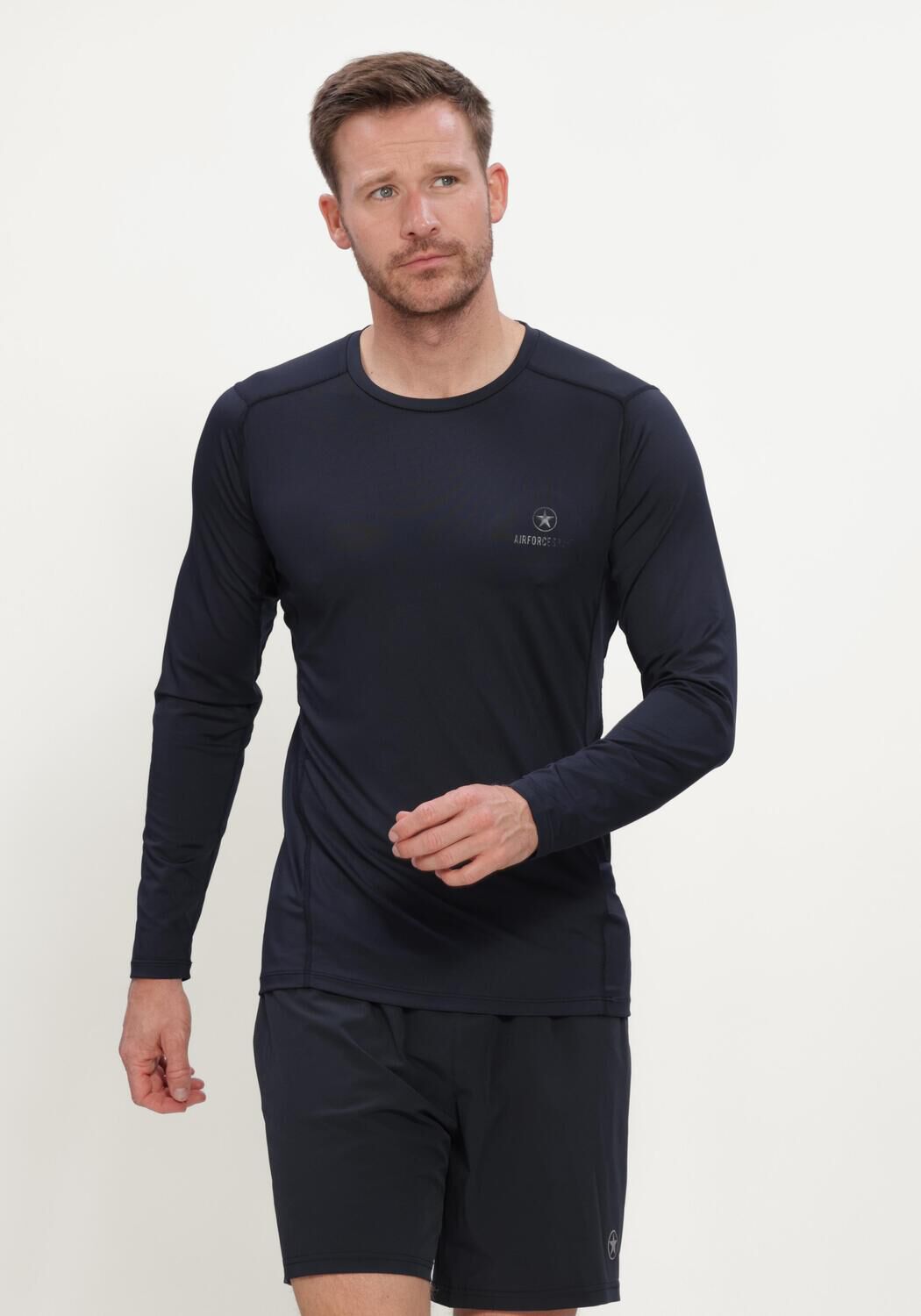 Donkerblauwe AIRFORCE Polo / T-shirt PERFORMANCE LIGHT THERMO LONGSLEEVE - large
