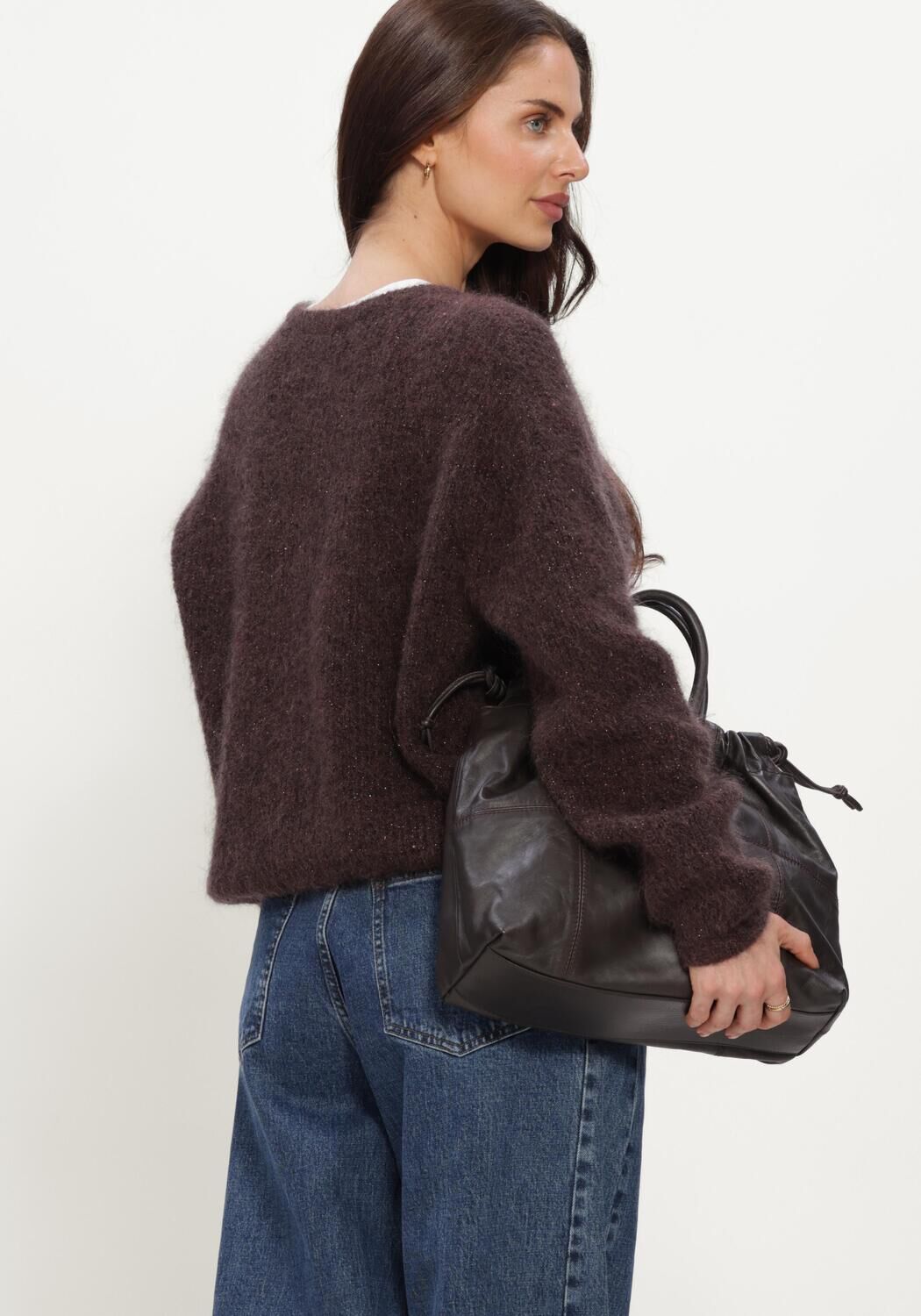 STUDIO ANNELOES Pull Bibi sparkle cardigan en marron - large