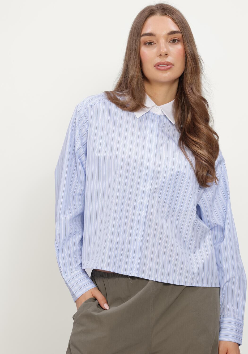 NEO NOIR Haut DELFIA STRIPE SHIRT Bleu clair - large